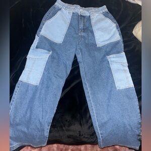 Never worn, wide leg, denim jeans
